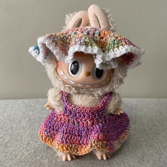 Handmade Crochet Summer Spring Multicoloured Outfit for Labubu 2-Piece Set - Picture 1 of 8